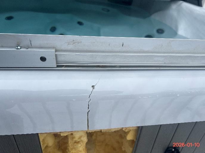 East side shell crack — full exterior view